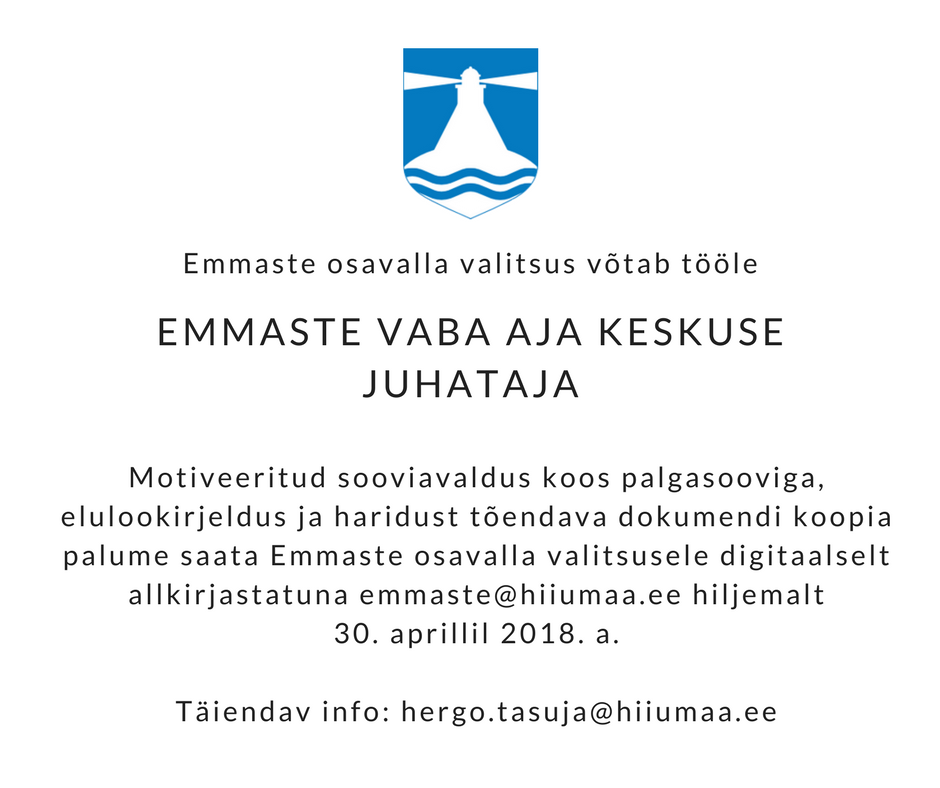 Emmaste vaba aja keskuse juhataja töökonkurss