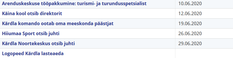 valla tööpakkumised