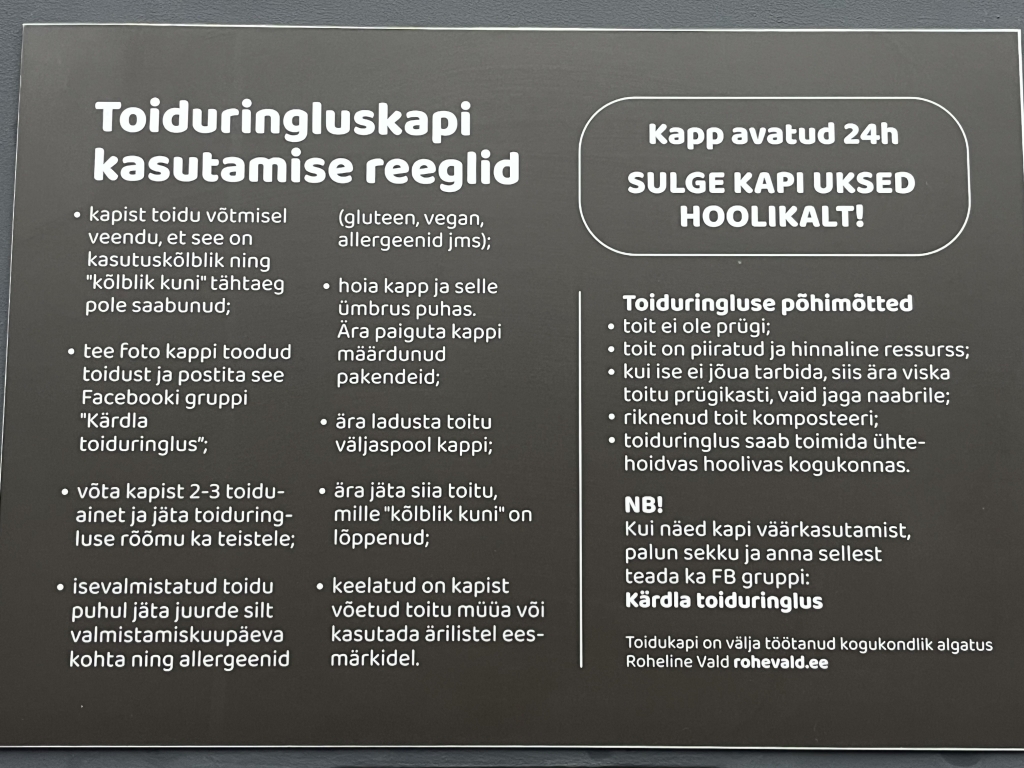 Toidukapi kasutusreeglid